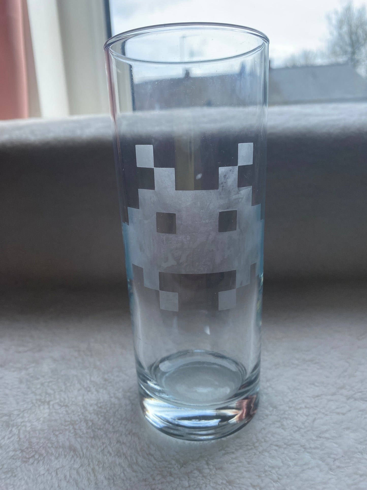 Space Invaders Etched Drinking Glass