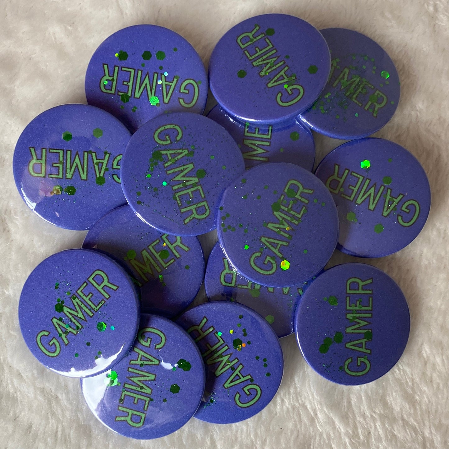 Gamer Glitter Badge 38mm