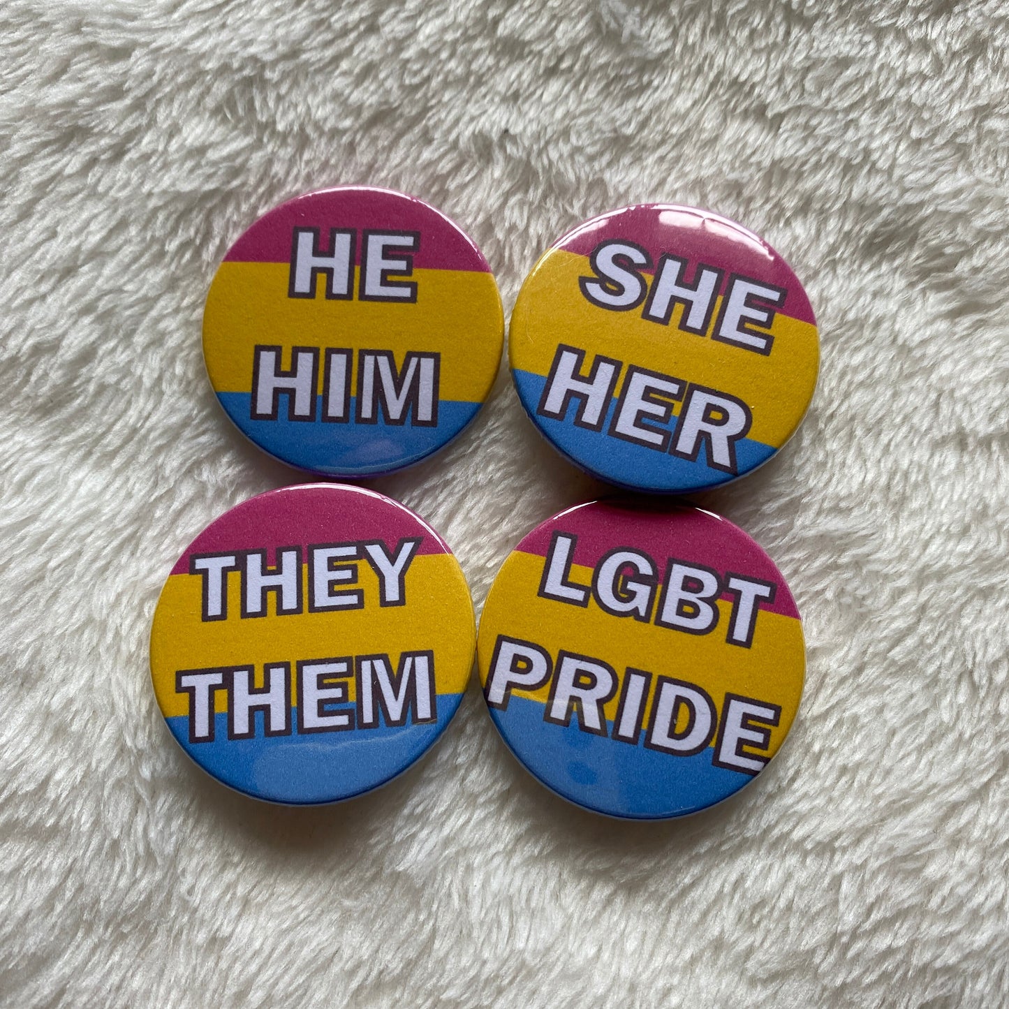 Pansexual Pride Pronoun Badges 38mm