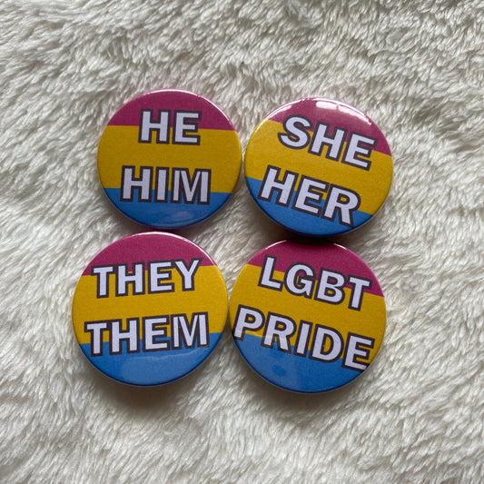 Pansexual Pride Pronoun Badges 38mm