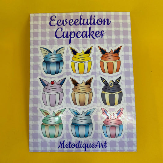 Eeveelution Cupcakes Pokemon Sticker Sheet