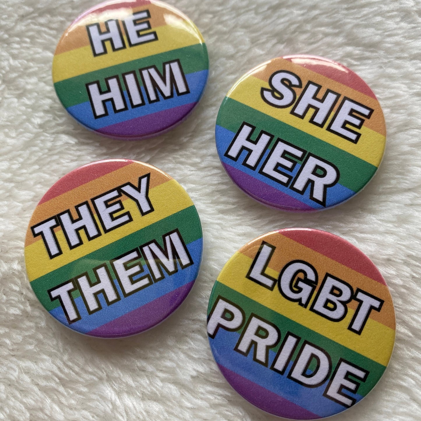 LGBT Pride Pronoun Badges 38mm
