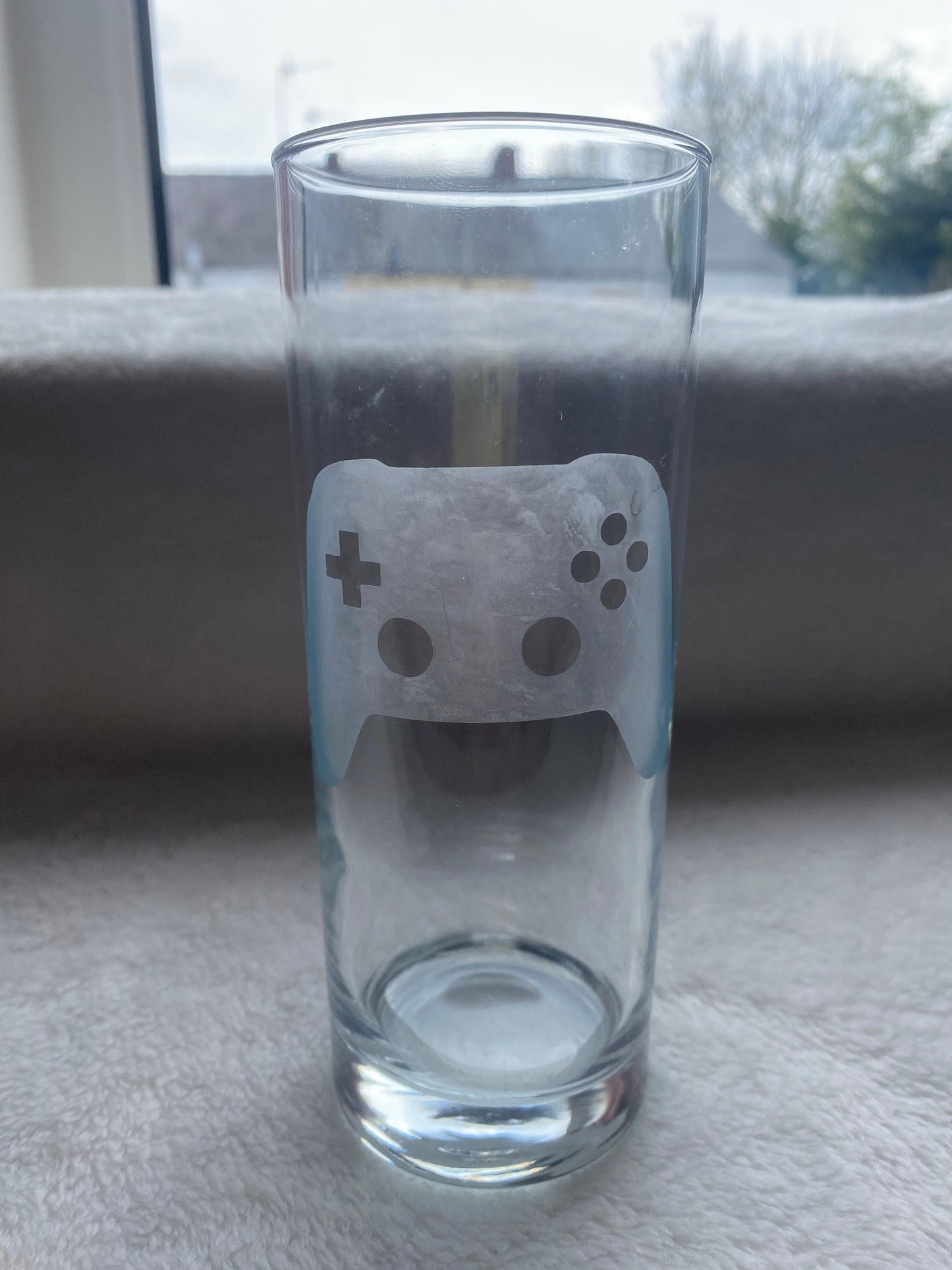 Video Game Controller Etched Drinking Glass