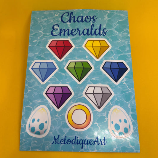 Chaos Emeralds Sonic the Hedgehog Sticker Sheet