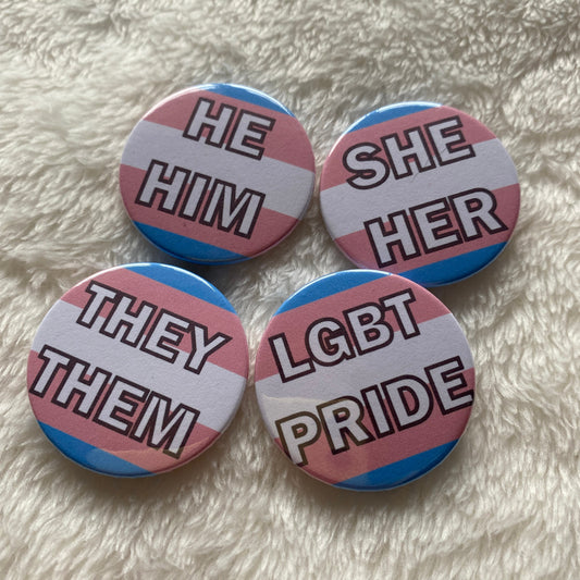 Trans Pride Pronoun Badges 38mm
