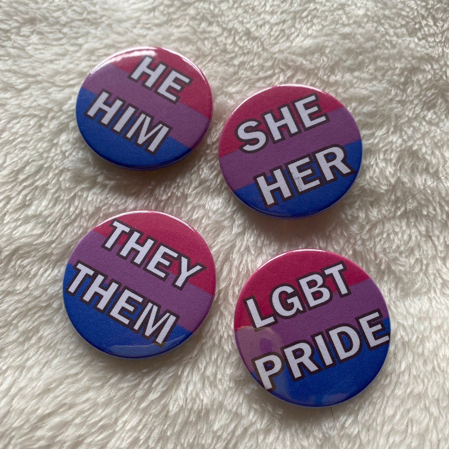 Bisexual Pride Pronoun Badges 38mm