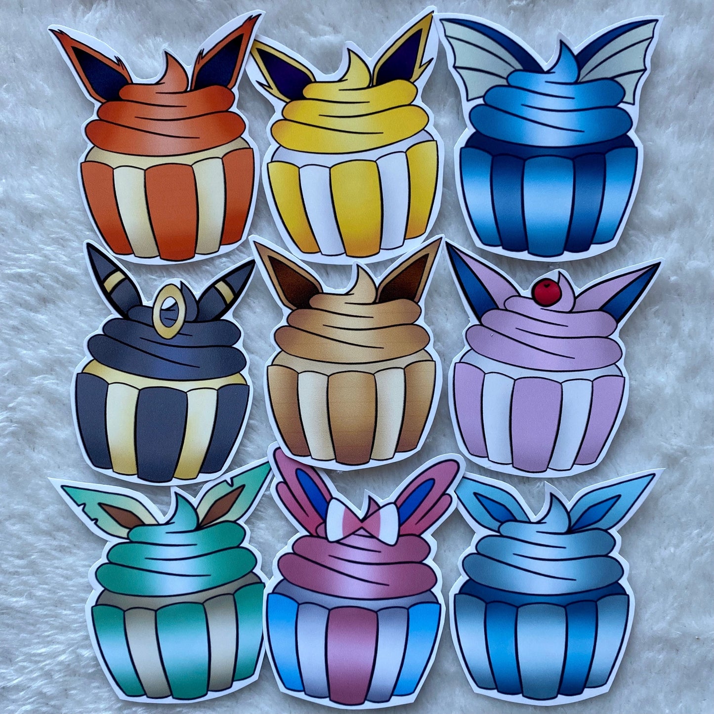 Eevee Eeveelutions Cupcake Stickers