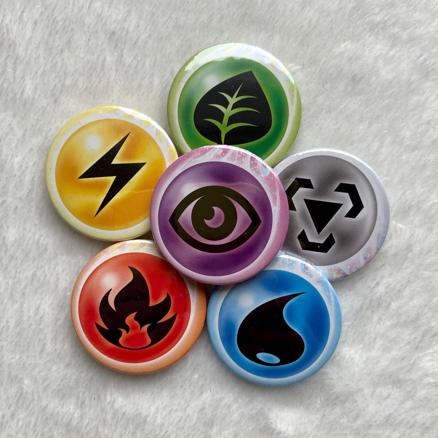 Pokemon Type Badges (38mm Recycled Material)
