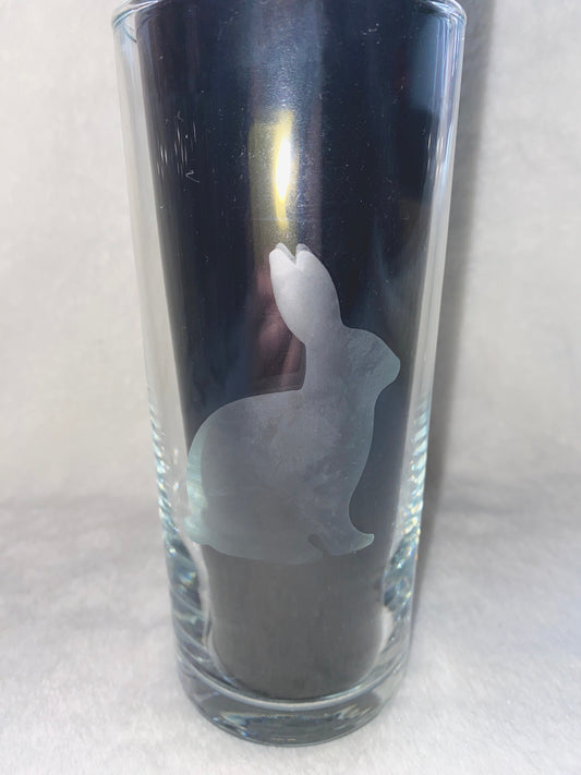 Rabbit Etched Drinking Glass