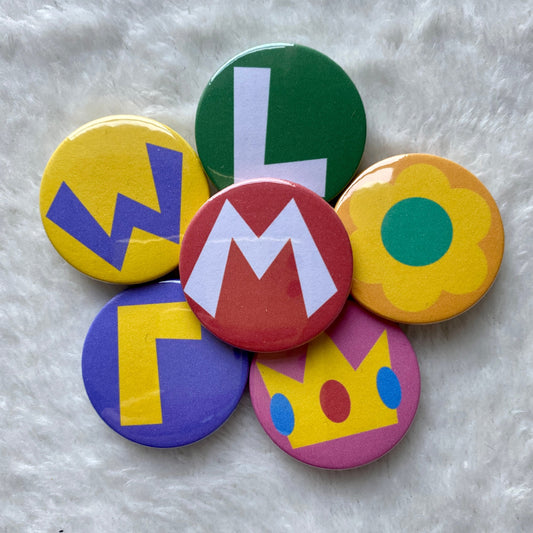 Mario Character Badges 38mm