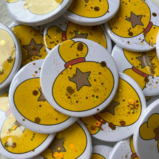 Animal Crossing Bells Glitter Badge 38mm