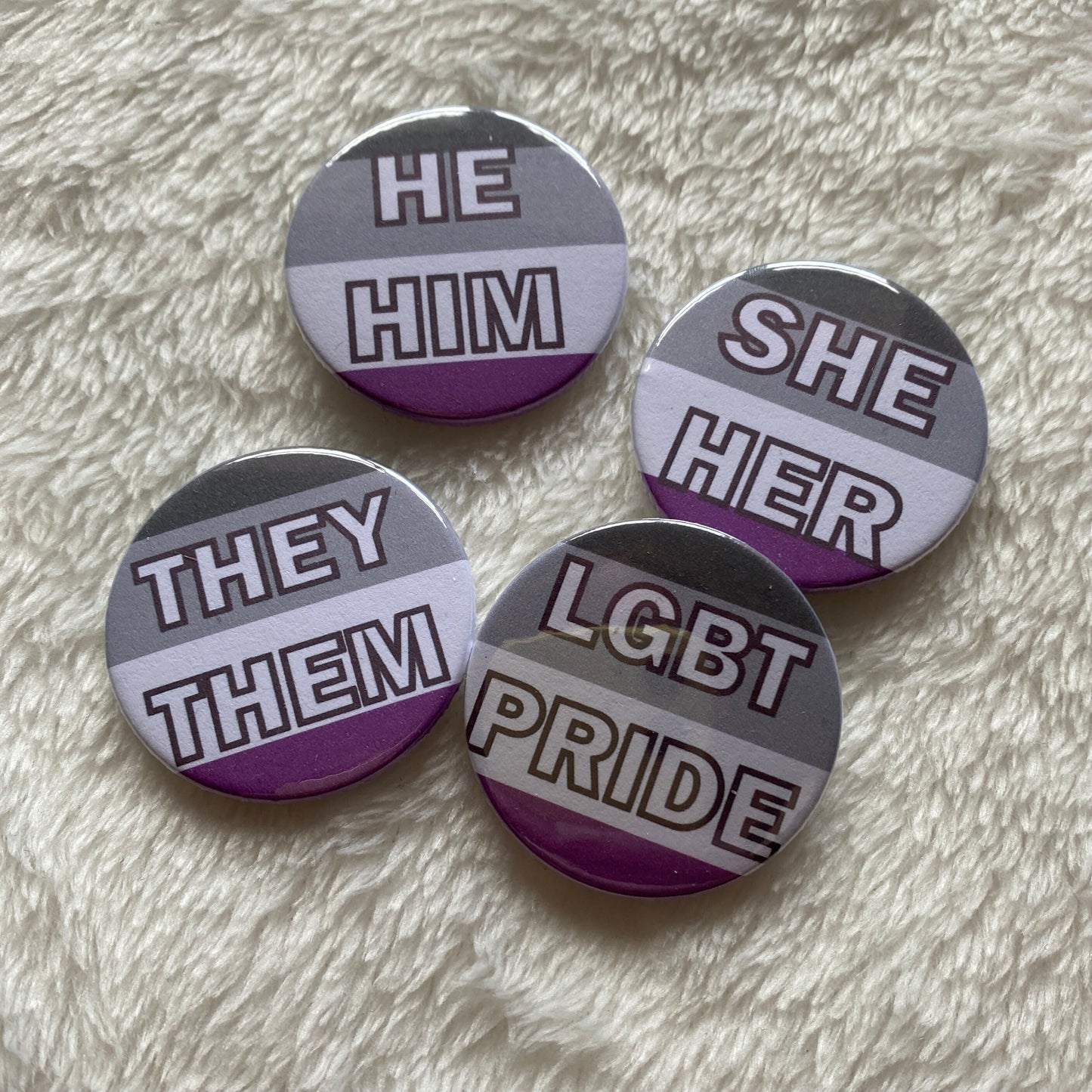 Asexual Pride Pronoun Badges 38mm