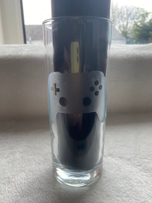 Video Game Controller Etched Drinking Glass