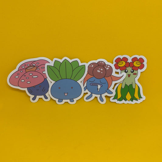 Pokémon Oddish Gloom Vileplume Bellossom Stickers