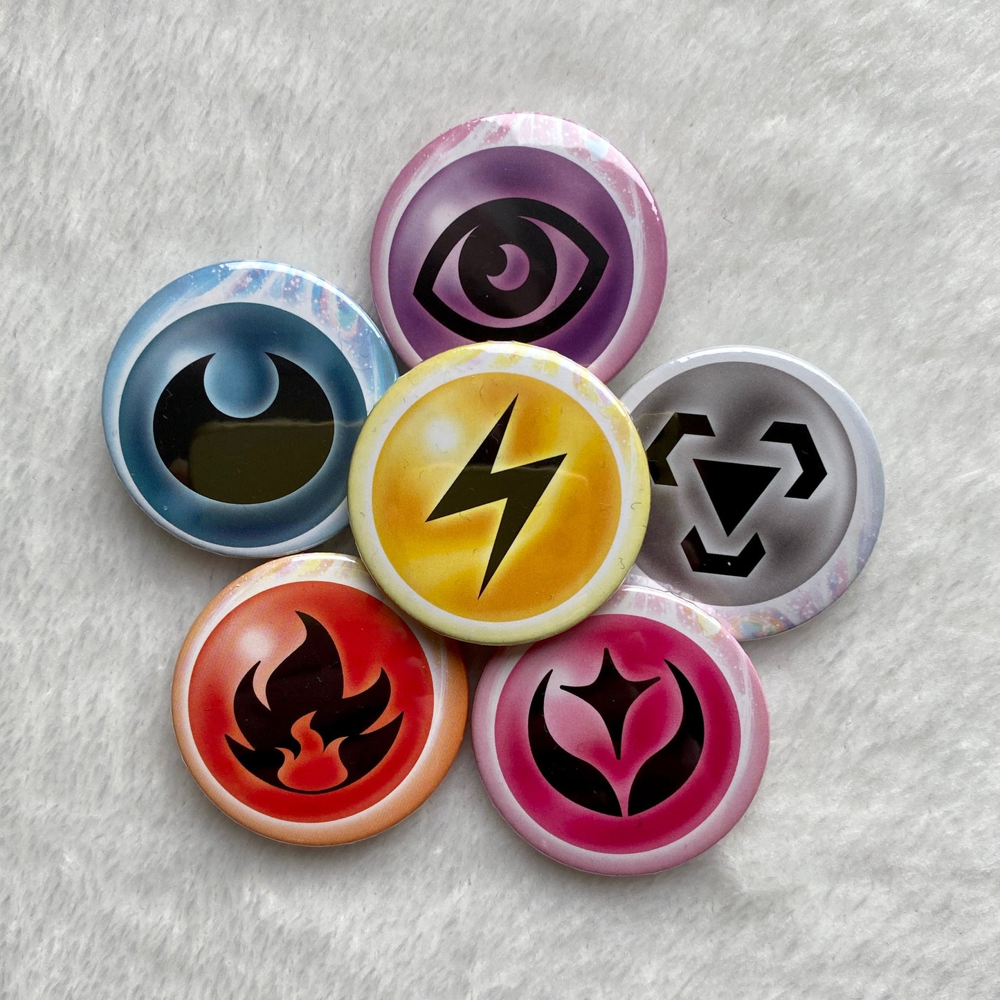 Pokemon Type Badges (38mm Recycled Material)