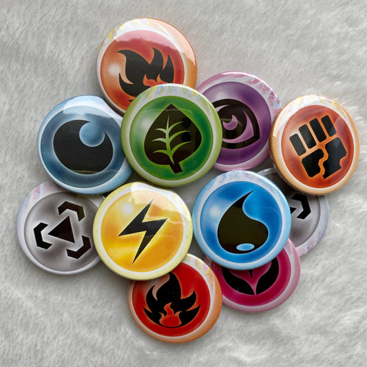 Pokemon Type Badges (38mm Recycled Material)