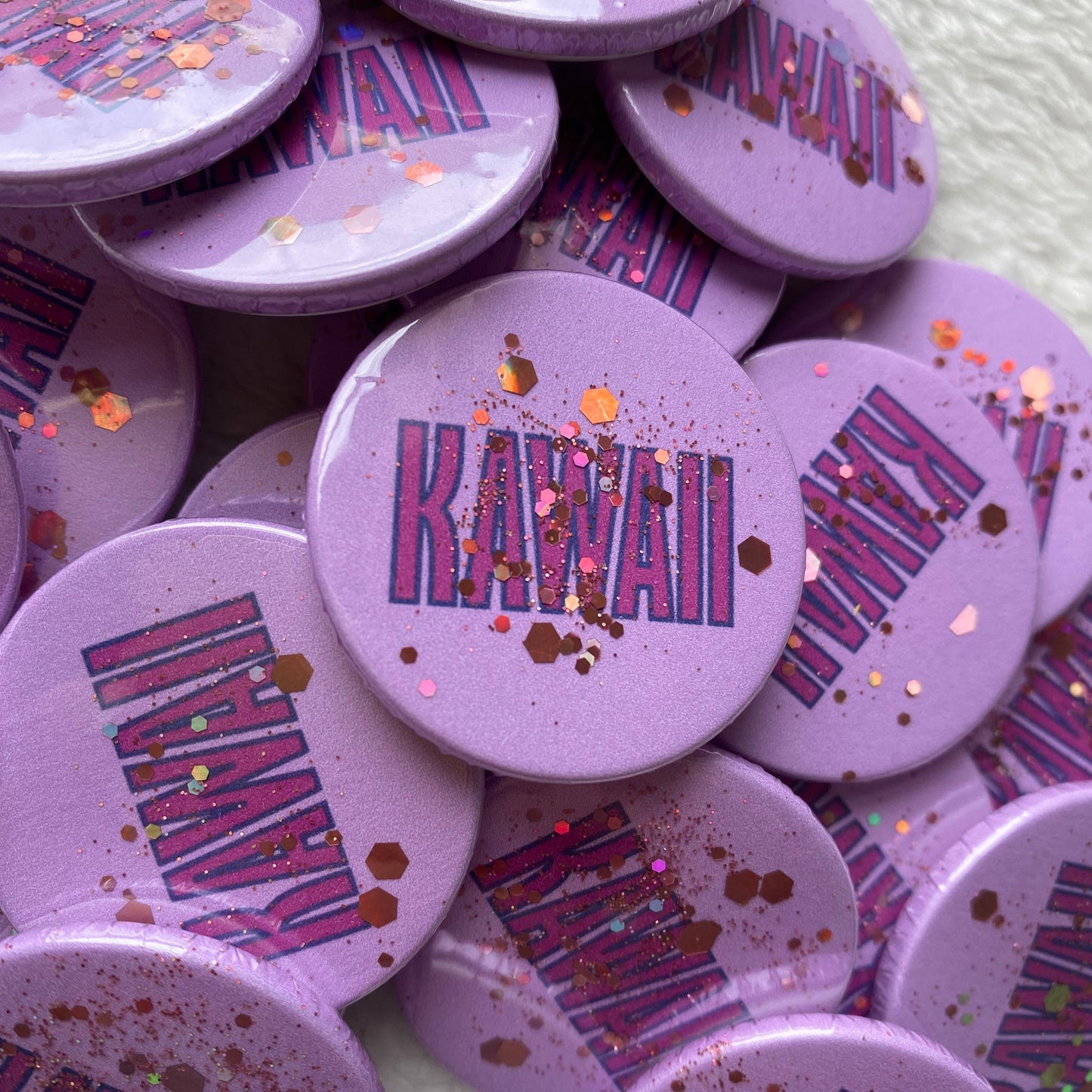 Kawaii Glitter Badge 38mm