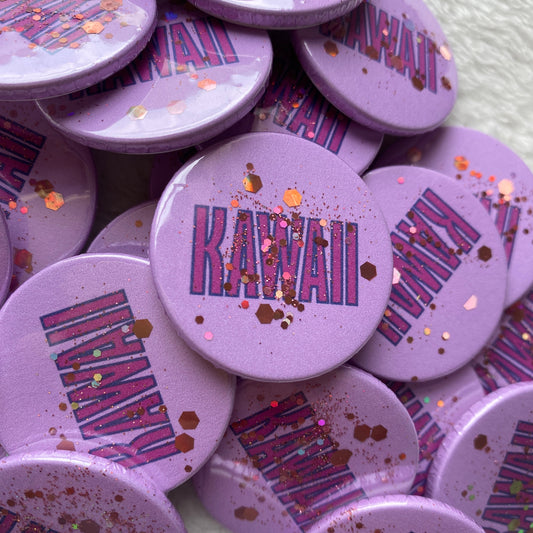 Kawaii Glitter Badge 38mm