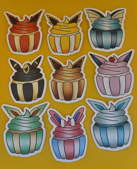 Eevee Eeveelutions Cupcake Stickers